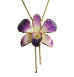 Collier Orchidée "Dendrobium" au contour plaqué or