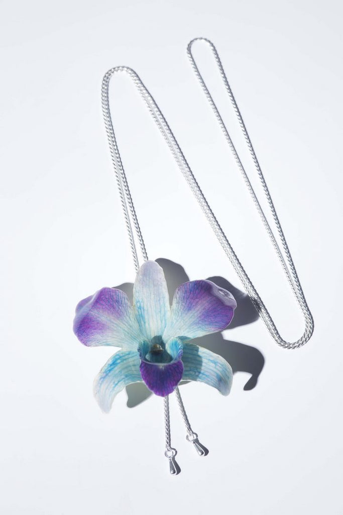 Collier plaqué argent "Orchidée Naturelle"
