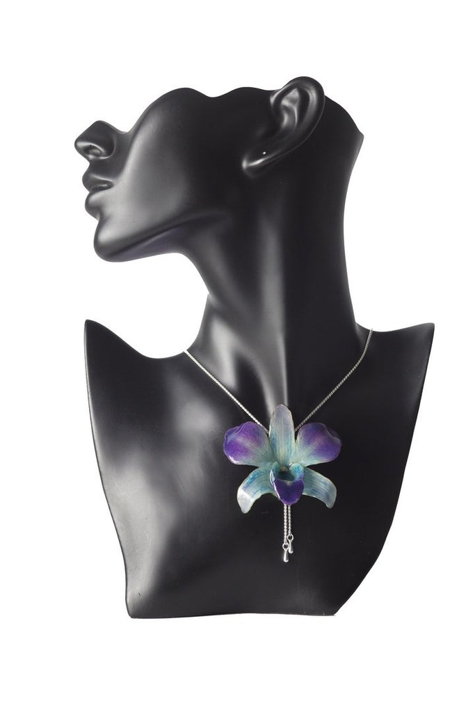 Collier plaqué argent "Orchidée Naturelle"