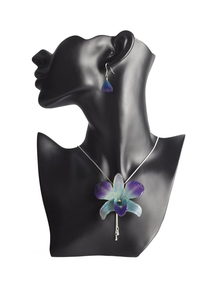 Collier plaqué argent "Orchidée Naturelle"