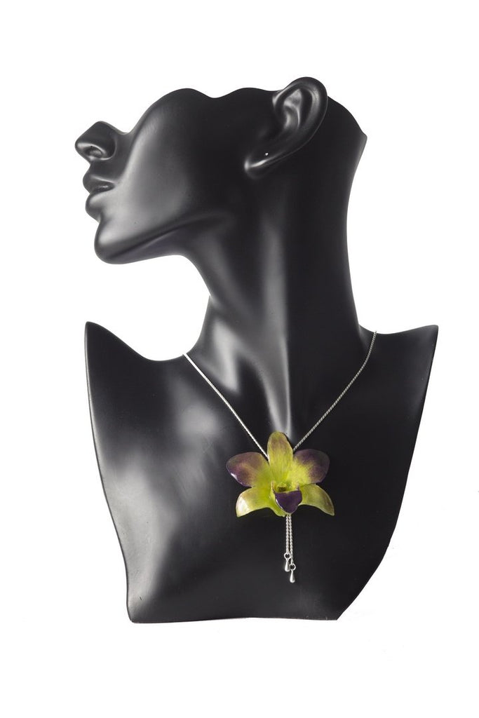 Collier plaqué argent "Orchidée Naturelle"