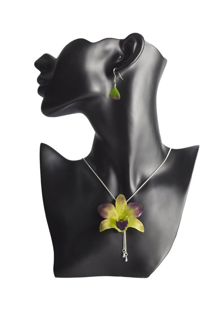 Collier plaqué argent "Orchidée Naturelle"