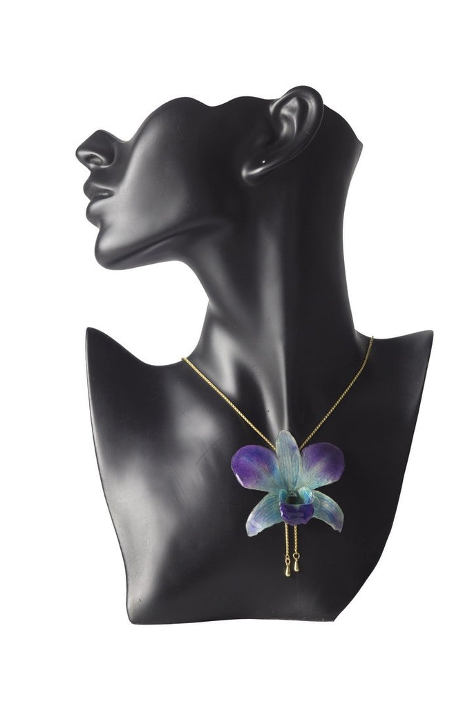 Collier plaqué or "Orchidée Naturelle Dendrobium"
