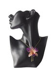 Collier plaqué or "Orchidée Naturelle Dendrobium"