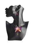 Collier plaqué or "Orchidée Naturelle Dendrobium"