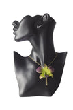 Collier plaqué or "Orchidée Naturelle Dendrobium"