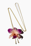 Collier plaqué or "Orchidée Naturelle Dendrobium"