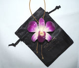 Collier plaqué or "Orchidée Naturelle Dendrobium"