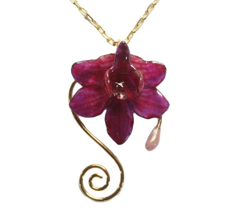 "Doritis" plaquée or - Fleur à l'envers